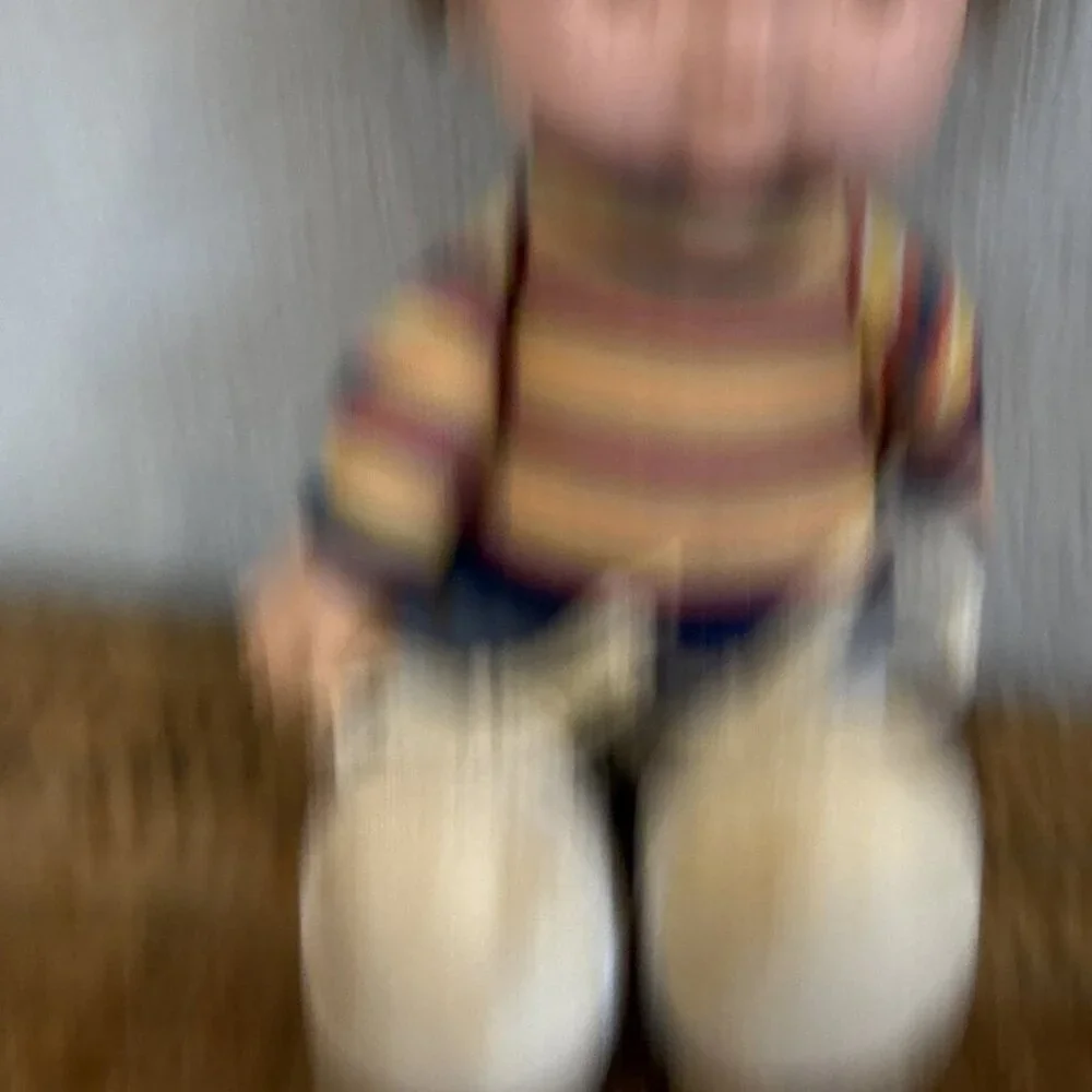 1974 Vintage Fisher Price Joey Lapsitter Doll #206 Tie Shoe Laces Striped Shirt